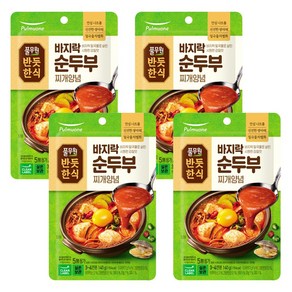 풀무원 반듯한식 바지락 순두부 찌개양념 소스, 4개, 140g