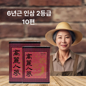 고려인삼 6년근 마른삼 건삼 2등급 10편 피직(빨간캔), 300g, 1개