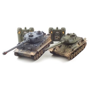 YAKO 레프리카 2.4GHz 1/28 RC배틀탱크 세트 TIGER vs T-34 RC YAK161430SET