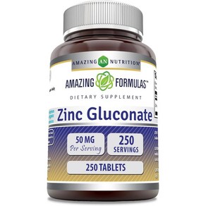 어메이징 뉴트리션 미네랄 미국산 징크 글루콘산아연 구리 함유 면역력 zinc 50mg 아연 영양제 - 250정, 정량, 1개