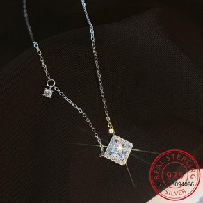 모이사나이트목걸이 다이아 목걸이 랩다이아 전체 moissanite 스퀘어 펜던트 센터 1캐럿 라운드 컷 다이아몬드 에메랄드 컷 14k 도금 실버