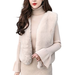 여성 가을겨울 퍼조끼 숏 뽀그리 모조 토끼털 민소매 코트 Women's vest