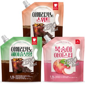 스위츠 복숭아 아이스티 제로 1.5L+아메리카노스위트 제로+헤이즐넛 제로/파우치 액상커피, 1개, 1.5L