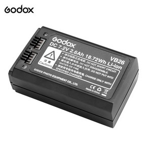 GODOX VB26 리튬 배터리 DC 7.2V 2600mAh 18.72Wh 적용 V1 시리즈 상단 플래시, 검은