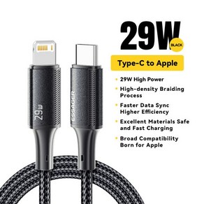 Essager USB C 케이블 아이폰 4 프로 맥스 Xs 8 플러스 아이패드 맥북 와이어 29W PD 고속 충전 타입 조명