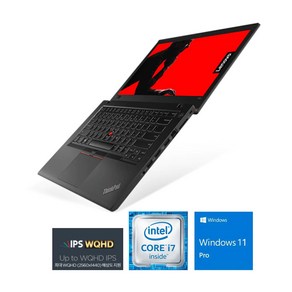 레노버 T480S 인텔8세대 i7-8550U 램16GB NVME 512GB 14 QHD 윈도우11 중고노트북, T480S-QHD, WIN11 Po, 16GB, 블랙색상