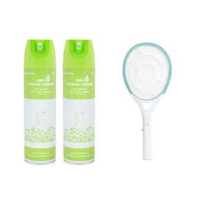 [2+1] 대웅생명과학 그린에어졸 살충제 +원킬 전기모기채, 500ml x 2개+전기모기채 x1개, 3개