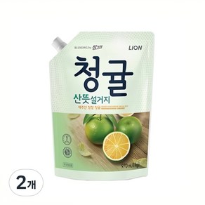 참그린 청귤 산뜻 설거지 주방세제 리필, 970ml, 2개