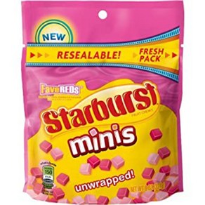 8 Ounce (Pack of 1) Stabust Mini Upwapped Gummie 8온스(1팩) 스타버스트 미니 업랩핑 구미 새 재밀봉 파우치 8온스(FaveReds, 1개, 226g