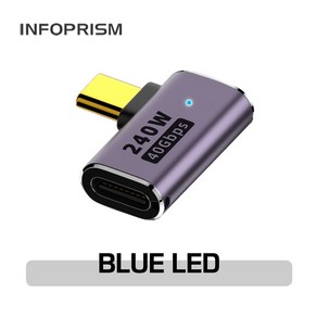 INFOPRISM / LED 점등 USB 4.0 C타입 PD 240W 40Gbps 썬더볼트 각도 변환 꺾임 젠더 90도 180도 L형 U형 ㄱ형 IA-929, 모델 B / C타입 암-수 L형, 1개