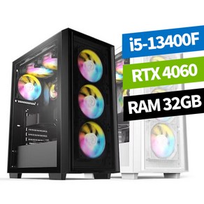 피씨스토어 베스트 게이밍PC i5 13400F RTX4060 조립컴퓨터, 1TB, 32GB, 화이트, ., Fee DOS