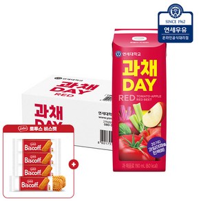 연세우유 과채데이 레드 190ml 24팩+로투스 트윈팩 2p4개, 24개