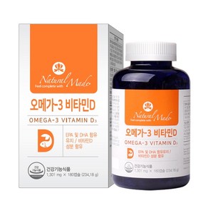 네츄럴메이드 오메가3 비타민D 1 301mg x 180캡슐 뼈 혈행건강 도움, 1개, 180정