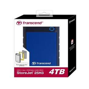 트랜센드 USB 3.0 Potable HDD 충격방지 StoeJet 25H3B, 4TB, 혼합색상