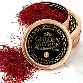 Golden Saffon Finest Pue Pemium All Red Saffo 골든 사프란 최고급 순수 프리미엄 올 레드 사프란 실 등급 A+ 슈퍼 네긴 비GMO, 2g, 1개