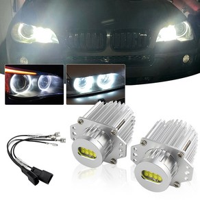 325i 330i Make 호환 Halo Angel Headlight 3 전구 헤드라이트 2008 328i E90 335xi 2005 E91 Fo Light 335i BMW, 2pcs led white, 2개