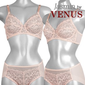 VENUS JASMIN 프리미엄 여성속옷 시스루 올레이스 풀컵 와이어 브라+팬티 1267BCD 브라팬티사이즈선택구매