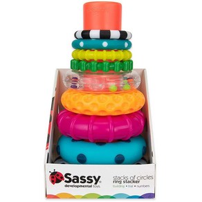 (당일발송)쎄시 링쌓기 스태킹 영유아 감각발달 링끼우기 장난감/ Sassy Stacks of Cicles Stack Ring STEM 6 + M, 1개