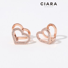 CIARA 14K Chiei 더블하트 풀샤이닝 원터치 귀걸이(GoldPlated)