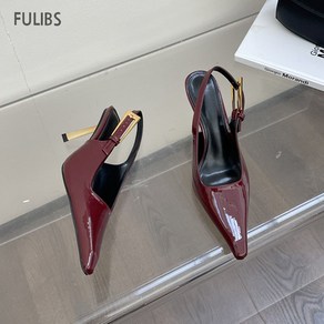 FULIBS 여성 스틸레토 하이힐 슬링백 구두 빅사이즈샌들 265-225