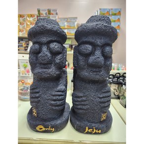 Only Jejy(제주) 신돌하르방(문관 무관) 장식인형(인조석) 12cm x 30cm