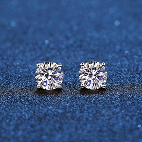 리얼 모이사나이트 귀걸이 다이아몬드 테스트 통과 925 실버 스털링 eal moissanite stud 14k 화이트 골드 도금 스털링 4 pong diamond fo