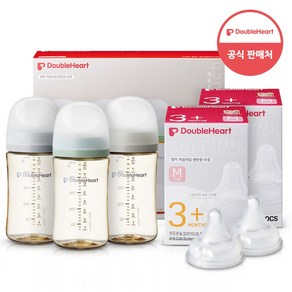 더블하트 모유실감 3세대 모먼트 트리플팩 240ml+젖꼭지 4개, 240ml, 1세트