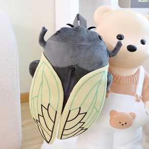 곤충 매미 딱정벌레 봉제 인형 배낭 다크 브라운 녹색 부드러운 소년 소녀 선물 45cm, about 45cm, geen cicada bbx, 1개