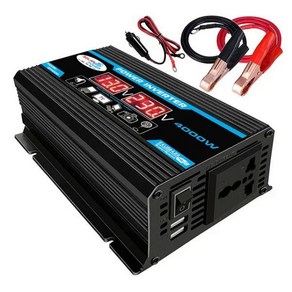 차량용 인버터 파워뱅크 6000W 피크 자동차 컨버터 수정된 사인파 DC 12V to AC 110V 220V 변압기 전압 듀얼 USB 스마트 전력 475843, 4000W Black 12V 220V, 1개