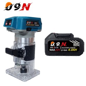 공구엔 18V 무선 충전 트리머 라우터 09NTRM-22000 6mm 6.35mm 생크 트리머기계 목공 홈파기기계, 1개, 본품 + 배터리1개