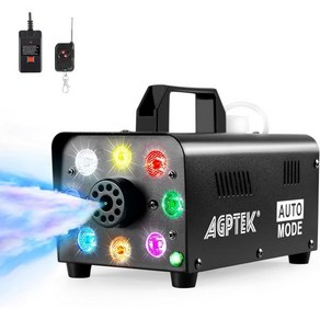 AGPTEK 안개 기계 500W 휴대용 LED 스모크 조명 레드 블루 그린 할로윈 크리스마스 결혼식 파티 DJ 퍼포먼스 스테이지 쇼용 무선 리모컨