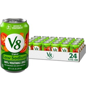 미국 V8 저염 오리지널 야채 주스 341ml 24캔 운동 간편 토마토 음료수, 24개, 341mg