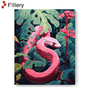 FiIIey diy 피포페인팅 명화그리기 그림그리기 꽃 유화그리기세트 40 x 50cm, 23-핑크뱀, 1개