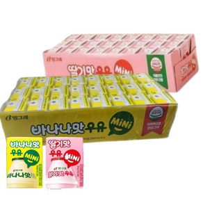 빙그레 바나나맛 미니 24p + 딸기맛 미니 24p 120ml 멸균우유, 바나나 미니 24팩 + 딸기 미니 24팩