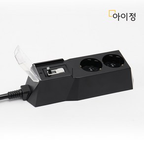 아이정 4000W 고용량 대용량 고전력 과부하차단 2구 블랙 멀티탭, 1.5m, 1개