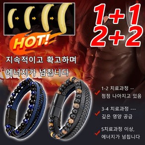 1+1/2+2 에너지스톤 전립선 활력 팔찌 남성용 전립선 케어 팔찌 전반적인 건강 개선을 촉진시킵니다, 블랙 레드 혼합 가죽&금빛 백조x1, 1개