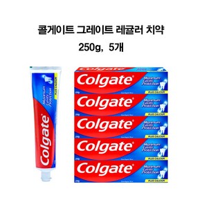 콜게이트 치약 250g x 5개 그레이트 레귤러 플레이버 코스트코 개운한 불소 치약 입냄새