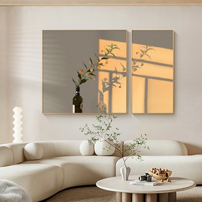 365Lifestyle 대형 80x80 40x80 1+1 2개 세트 꽃 정물화 그림 액자 거실 카페 침실 인테리어 골드 프레임 포함, 80x80 40x80 2개 한세트