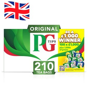 [영국발송] 210개입 1팩 PG tips 피지 팁스 오리지널 블랙티 홍차 Pg Tips 210 Tea Bags 609G, 1개
