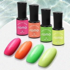 ROMO 로모 네온젤네일 4종 네일아트 젤매니큐어 컬러젤 여름네일, 로모 4종_네온, 5ml, 1개