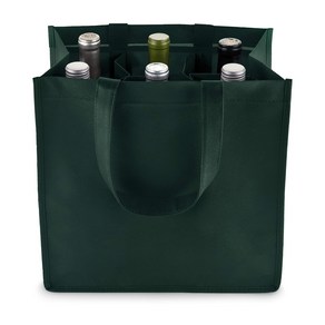 Tue Wine Shopping Bag 6 Bottle with Bottle Divide Tue Wine 쇼핑백 6병 병 분리기 삽입물 병 운반 가방 와인 병용 쇼핑백 병, Geen, 1개