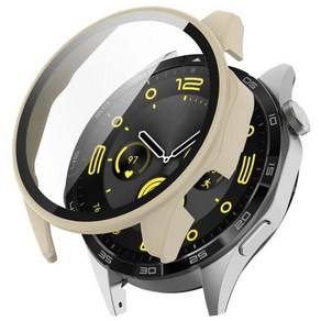 Hono watch4 PRO/Huawei watch GT4/H5546 용 PC 및 강화 유리 케이스 풀 커버 스크린 보호대 스마트 워치 액세서리, [01] Hono watch4 PRO, [05] Ivoy White, 1개