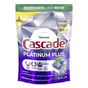 Cascade 플래티넘 플러스 액션팩 클린 레몬 향 식기세척기용세제 21개입