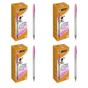 Bic 빅 크리스탈 펀 볼펜 핑크색 1.6mm 20개 4팩 Cistal Fun Ball Pen Smoked Bael Line Pink