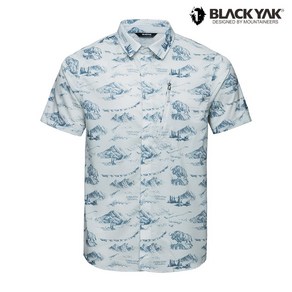 블랙야크 [ BLACK YAK ] 바삭거리는 터치감의 시어서커와 화려한 디자인 패턴의 반팔 셔츠 남성 시어서커 반팔 셔츠 EC YSMU