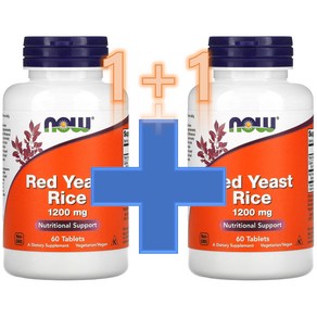 1+1 Now 나우푸드 홍국 Red Yeast Rice 1200mg 베지 캡슐 60정 약들약 고약사 / 해외직구 미국정품, 2개