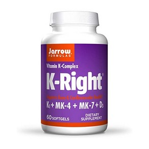 Jaow Fomulas K-Right - 60 Softgels - Bone Cadiovascula Health Suppot - Contains Vitamin D3 Thee Foms of Vitamin K Including MK-7-60 Sevings, 1개, 60정