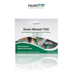 헬스업 뉴질랜드 초록입 홍합 머슬 오일 7500 60캡슐 HealthUP Geen Mussel Oil 7500 60c, 60정, 1개