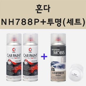 혼다 NH788P 오키드화이트 주문 스프레이 카 페인트 + 모비스 투명마감용스프레이 200ml, 1개