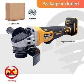 DeWalt 20V 배터리용 브러시리스 앵글 연마기 4 기어 무선 절단기 금속 연삭 연마 전동 공구 125mm 보관함+날+배터리없음, 1개